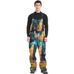 Mystic Blue Pyramid Art Men s Front Zip Ski And Snowboard Bib Pants