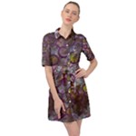 Abstract Molecular Space Art Belted Shirt Dress