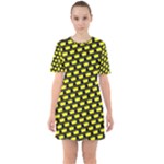 Royalty Inspired Crown Pattern Sixties Short Sleeve Mini Dress