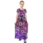 Cosmic Network Geometric Art Kids  Short Sleeve Maxi Dress