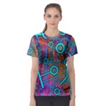 Abstract Tech Galaxy Design Women s Sport Mesh T-Shirt