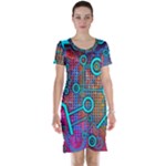 Abstract Tech Galaxy Design Short Sleeve Nightdress