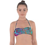 Abstract Tech Galaxy Design Tie Back Bikini Top