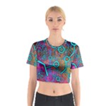 Abstract Tech Galaxy Design Cotton Crop Top