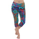 Abstract Tech Galaxy Design Lightweight Velour Capri Yoga Leggings