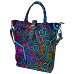 Abstract Tech Galaxy Design Buckle Top Tote Bag