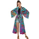 Abstract Tech Galaxy Design Maxi Kimono