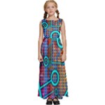 Abstract Tech Galaxy Design Kids  Satin Sleeveless Maxi Dress