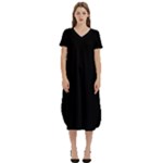 A Black And White Photo Of A Clock Tower T-Shirt Midi Dress With Pockets