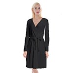 A Black And White Photo Of A Clock Tower Long Sleeve Velvet Front Wrap Dress