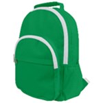 A Green Background With A White Border Rounded Multi Pocket Backpack