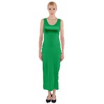 A Green Background With A White Border Fitted Maxi Dress