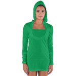 A Green Background With A White Border Long Sleeve Hooded T-shirt