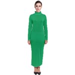 A Green Background With A White Border Turtleneck Maxi Dress