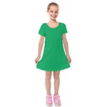 A Green Background With A White Border Kids  Short Sleeve Velvet Dress