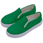 A Green Background With A White Border Kids  Canvas Slip Ons