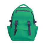 A Green Background With A White Border Carry-on Double Buckle Travel Backpack