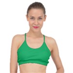 A Green Background With A White Border Basic Training Sports Bra