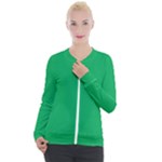 A Green Background With A White Border Casual Zip Up Jacket