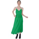 A Green Background With A White Border Tie Back Maxi Dress