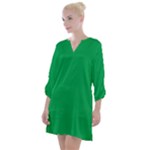 A Green Background With A White Border Open Neck Shift Dress