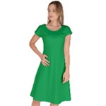 A Green Background With A White Border Classic Short Sleeve Dress