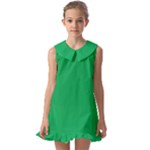 A Green Background With A White Border Kids  Pilgrim Collar Ruffle Hem Dress