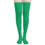 A Green Background With A White Border Thigh High Stockings