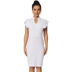 Vintage Frill Sleeve V-Neck Bodycon Dress 