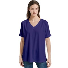 V-Neck Split Shoulder Casual T-Shirt 