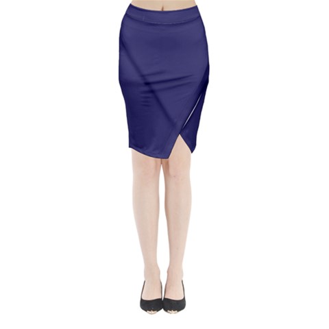 A Blue Background With A Clock On It Midi Wrap Pencil Skirt from ArtsNow.com