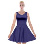 A Blue Background With A Clock On It Velvet Skater Dress