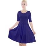 A Blue Background With A Clock On It Quarter Sleeve A-Line Dress