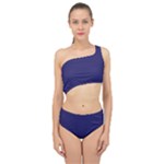 A Blue Background With A Clock On It Spliced Up Two Piece Swimsuit