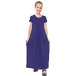 A Blue Background With A Clock On It Kids  Short Sleeve Maxi Dress