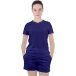 A Blue Background With A Clock On It Women s T-Shirt and Shorts Set