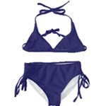 A Blue Background With A Clock On It Kids  Classic Bikini Set