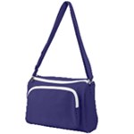 A Blue Background With A Clock On It Front Pocket Crossbody Bag