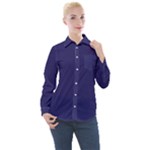 A Blue Background With A Clock On It Women s Long Sleeve Pocket Shirt