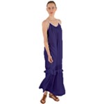 A Blue Background With A Clock On It Cami Maxi Ruffle Chiffon Dress