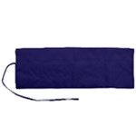 A Blue Background With A Clock On It Roll Up Canvas Pencil Holder (M)