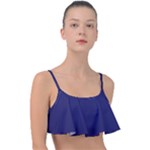 A Blue Background With A Clock On It Frill Bikini Top