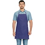 A Blue Background With A Clock On It Kitchen Apron