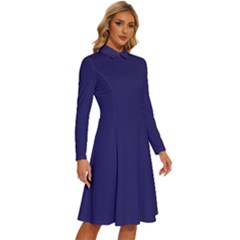 Long Sleeve Shirt Collar A-Line Dress 