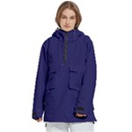 A Blue Background With A Clock On It Women s Pullover Zip Ski and Snowboard Waterproof Breathable Jacket