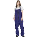 A Blue Background With A Clock On It Women s Front Zip Ski And Snowboard Bib Pants