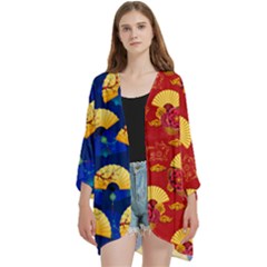 Open Front 3/4 Sleeve Batwing Chiffon Cardigan Kimono 