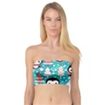 Blue Penguin Pattern, Adoxali, Christmas, Cute Bandeau Top