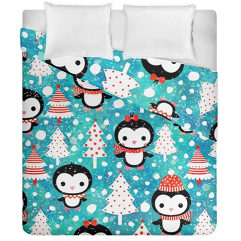 Blue Penguin Pattern, Adoxali, Christmas, Cute Duvet Cover Double Side (California King Size) from ArtsNow.com