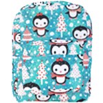 Blue Penguin Pattern, Adoxali, Christmas, Cute Full Print Backpack